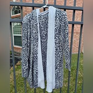 Leopard Print Cardigan set with Gray Accents with tank